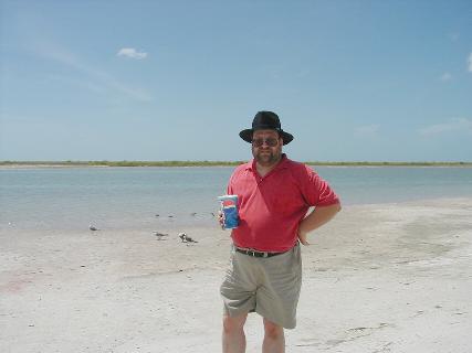 Nathan and his white legs on Tigertail Beach